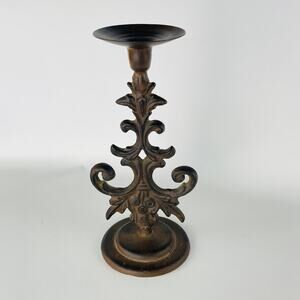 Candle Holder 11” Heavy Metal Bronze Colored